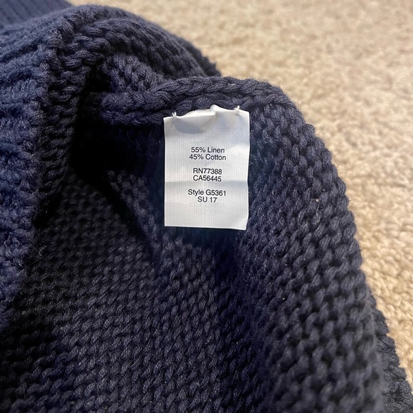 NWT. J. Crew Factory Lace-up Cotton Linen Sweater. Navy Blue. Size Small. - Picture 11 of 11